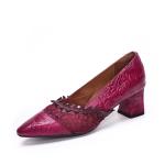 HZM048 Single Shoes Women'S Spring New Thick Heel Pointed Literary Single Shoes