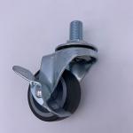 TPR Tread Plain Bearing Caster Wheels With Brake 1.5 Inch Grey Swivel