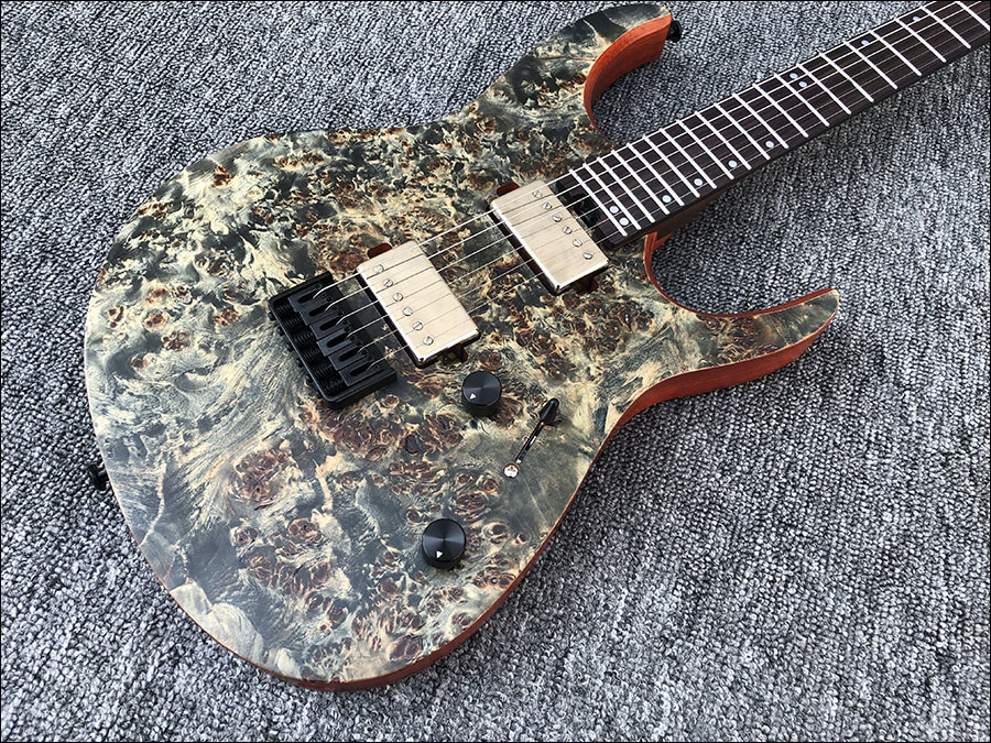 Custom Earts Electric Guitar with African Mahogany Body Black Hardware
