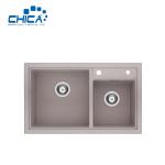 Double Bowl Granite Kitchen Sink Topmount Quartz Granite Stone Composite Sink