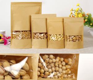 Wholesale Customized Paper Bags For Snack Foods , Kraft Paper Bag For Popcorn With Window from china suppliers