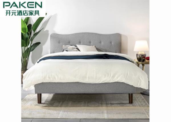 Tufted Upholstered Platform Hotel Bed With Buckle Tufted Headboard Solid Wood