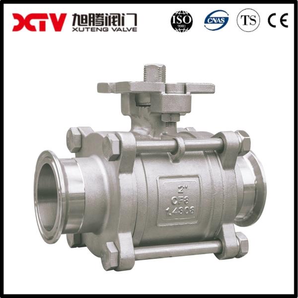 PTFE Seat Pneumatic Ball Valve With Tri Clamp Ends And Aluminium Actuator
