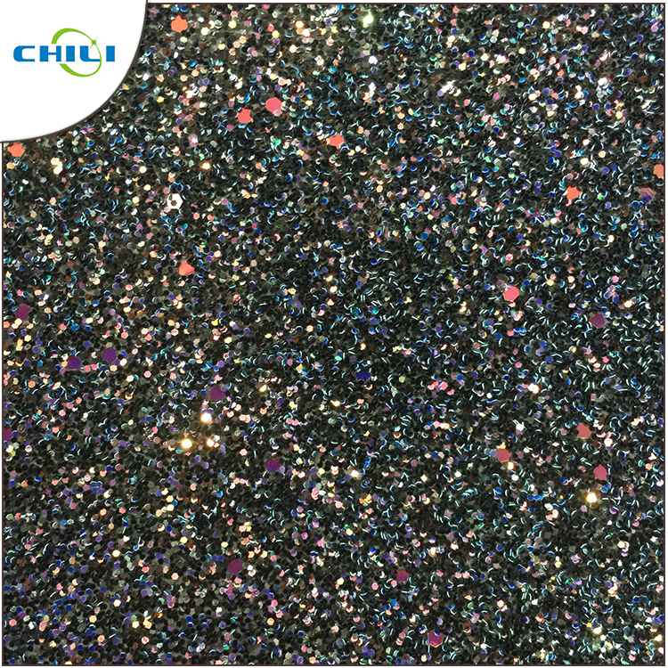 Flat Glitter Polyester Fabric Squares , Glitter Clothing Fabric Canvas Backing