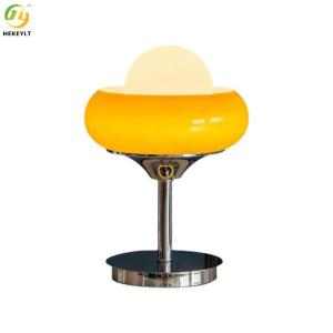 Wholesale LED Yellow Metal Glass Bedside Table Lamp Bauhaus Egg Tart Shape 40W from china suppliers