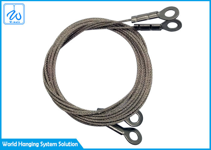 2mm Coated PVC Extension Spring Safety Cable Stainless Steel Eye Safety Wire Rope Sling