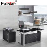 Office Furniture Glass Computer Desk With Drawer L Shaped