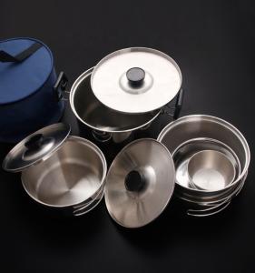 Wholesale OEM/ODM Camp Cook Set Outdoor Cooking Soup Pot Vegetable Bowl Camping Mess Kit Camping Cookware Set from china suppliers