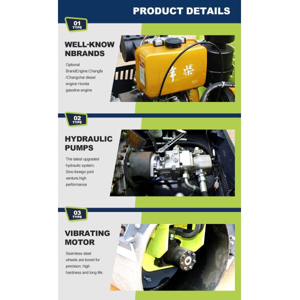 High Quality Small Road Machinery Diesel Double Drum Seated Mini Compactor Road Roller