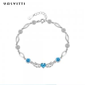 Wholesale 6.2g 0.21m Sterling Silver Jewelry Bracelets Inlaid Geometric 925 Blue Topaz Bracelet from china suppliers