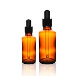 Wholesale Amber Glass Essential Bottle With Plastic Black Dropper Cap