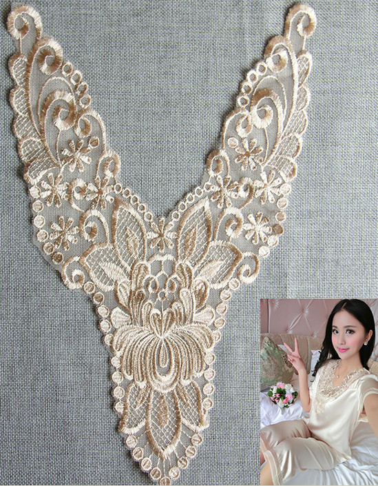 Polyester Embroidery Collar Lace for Pajamas Mesh Based Necklace Decoration