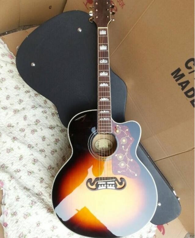 2018 New sunburst cutaway G200 acoustic guitar single cut GB200 VS electric acoustic guitar fishman presys blend mic