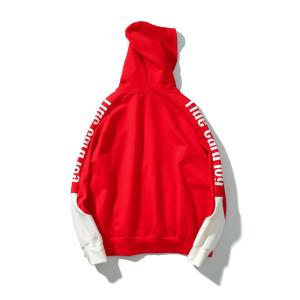 Wholesale Retro Hip Hop Mens Oversized Pullover Hoodie Contrast Panel Print Sleeves from china suppliers