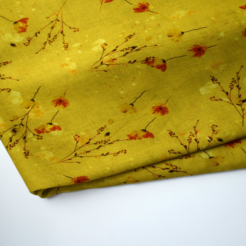 54*58 Dress Cotton Printed Non Woven Ramie Linen Fabric
