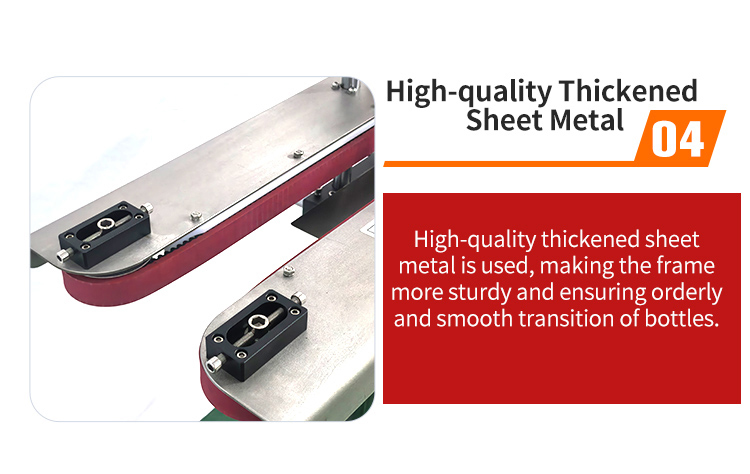Side Grip Conveyor with Bottomless Design and Adjustable Side Belts for Variable Speed Bottle Transfer