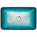 Tempered Glass Blue Rectangle Vessel Sink 560 * 360 * 110mm With Faucet