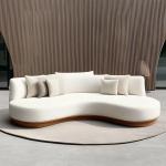 Curved Modular Boucle Fabric Decor Sofa Cozy Sectional Floor Corner Sofa