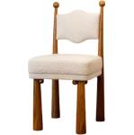 French Nordic Design Modern Solid Wood One Seat Lamb Wool Dining Room Wooden