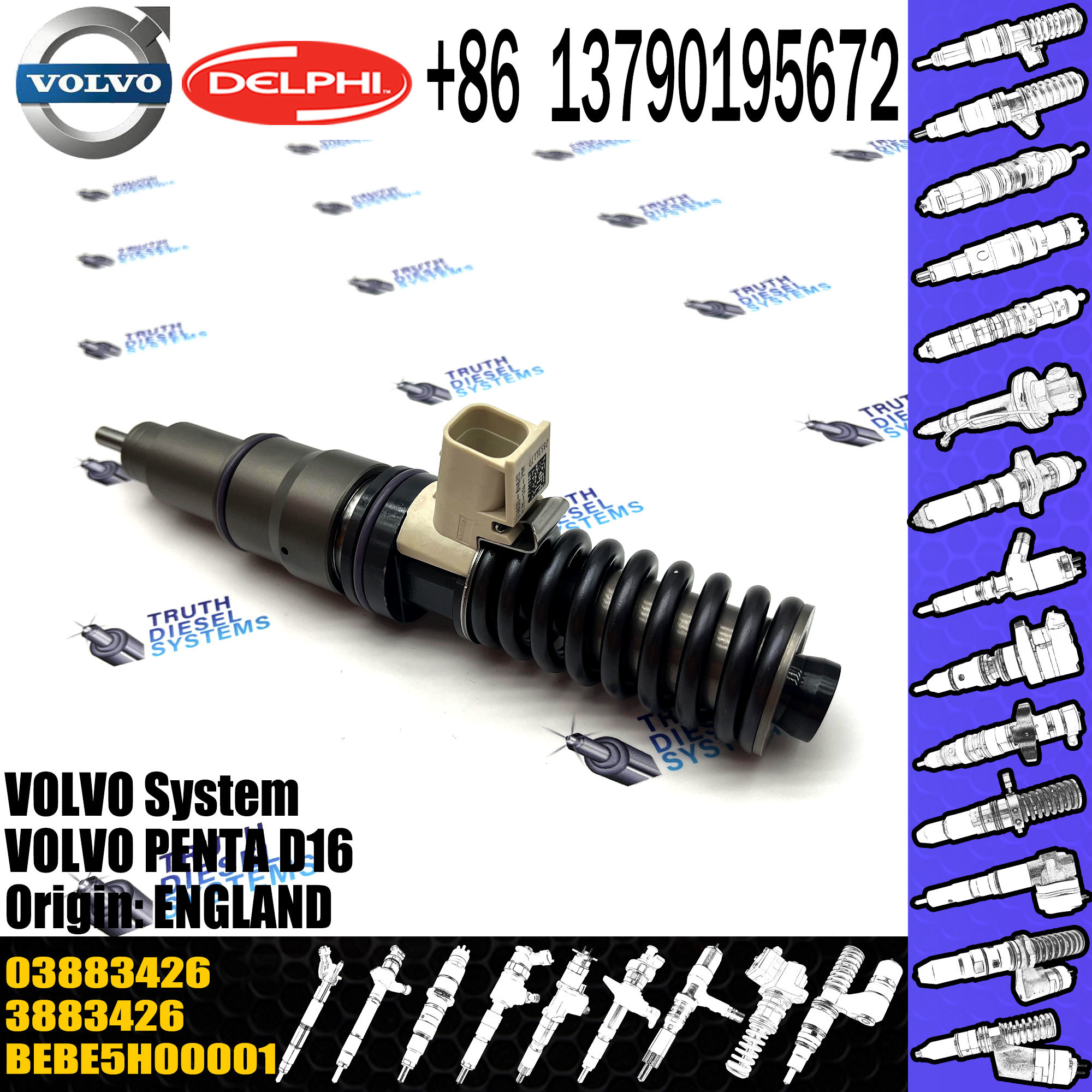 original Diesel Fuel Injector 3883426 BEBE5H00001 3801144 03883426 E3.24 for VOL PENTA D16