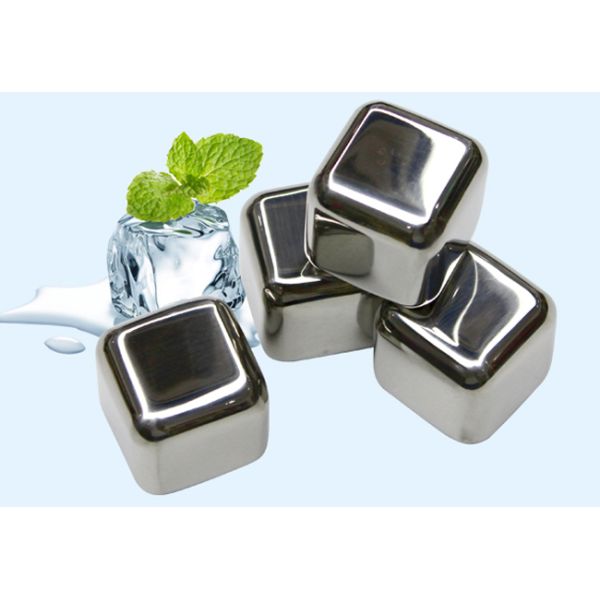 Hand Polish Food Grade Engraved Stainless Steel Whiskey Stones Sturdy