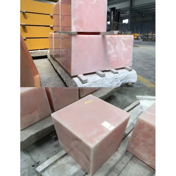 Modern Translucent Crystal Pink Onyx Slab Stone Lamps for Backlit Wall Background Panel