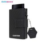 Genuine Leather Rfid Aluminium Metal Slim Card Holder Wallet With Zipper Pocket