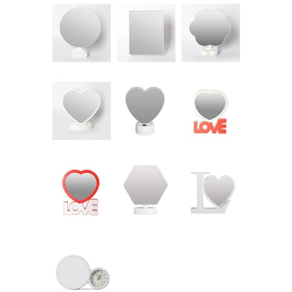 Home Decoration Plastic Heart Shape Sublimation Blank LED Magic Mirror Photo Frame For Lovers
