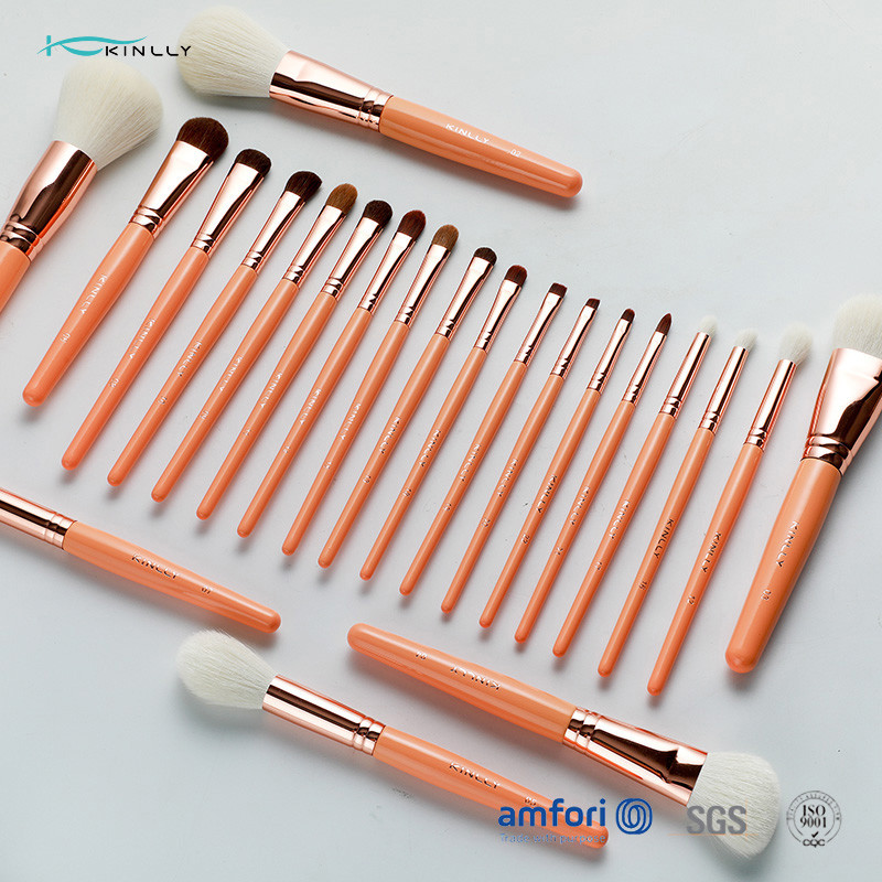 22pcs Wooden Handle Makeup Brushes With Natural Hair And Wooden Handle