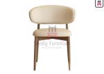 Bowed Back Leather Upholstered Dining Chair With Ash Wood Frame