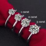 18k White Gold Solitaire Moissanite Engagement Rings 2 Carat Wedding Bands