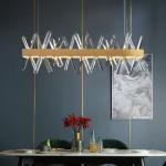 Mid century modern Rectangle Crystal Chandelier For Living Room Dining Room