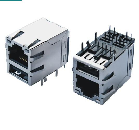 8P8C Shielded RJ45 USB Connector , Cat 5 / Cat6 Cable Connector Ethernet Jack