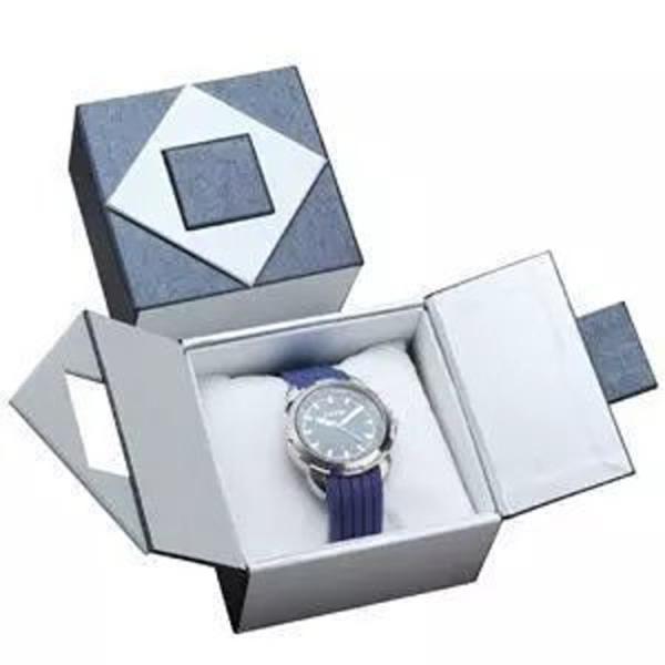 custom middle opened door book shape watch box luxury rigid hinged packaging