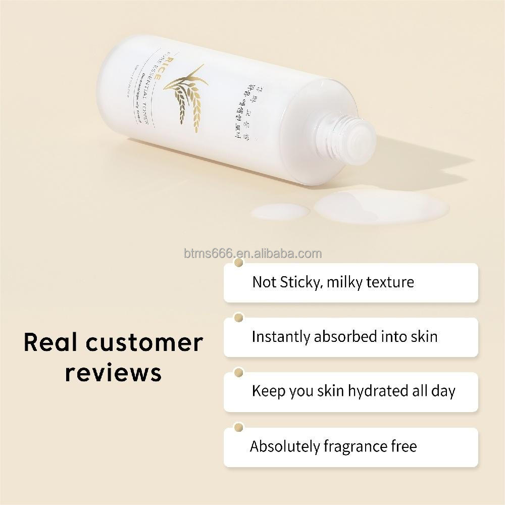 Organic Rice Facial Skin Toner Korean Private Label Wholesaler Face Moisturizer Water Rice Pure Essential Toner