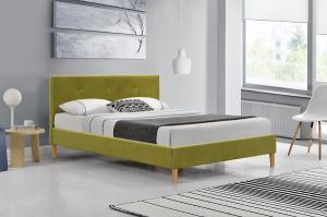 Wholesale Full Size Upholstered Platform Bed Frame Yellow With Sturdy Wooden Slats OEM ODM from china suppliers