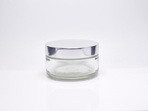 Classic 200g 6.8oz Wide Mouth Clear Glass Cosmetic Jar With Screw Cap, Heavy