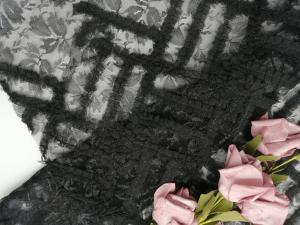 Wholesale Tulle Mesh Embroidery Black Flower Applique Lace Fabric from china suppliers