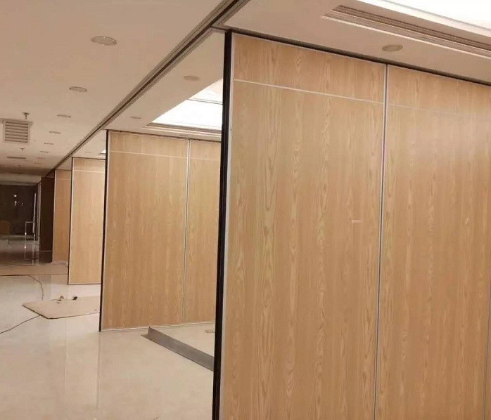 Hanging Fireproof Acoustic Screen Restaurant Room Dividers Double Wheels