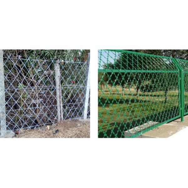 High Security Welded Razor Wire Mesh Fence Galvanized Cross Razor Mesh