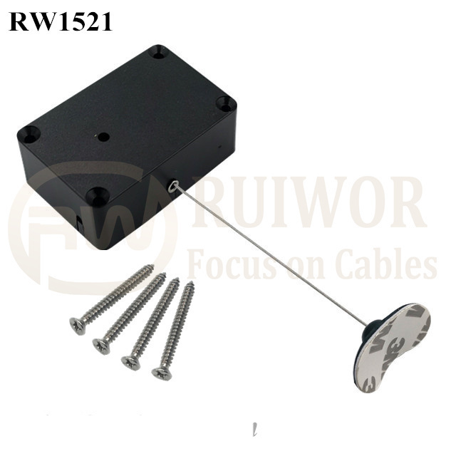 RW1525 Cuboid Multifunctional Retractable Cable With Dia 38mm Circular Adhesive Plastic Plate Connector