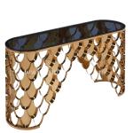 Qiancheng Glass Top SS Console Table gold stainless steel legs