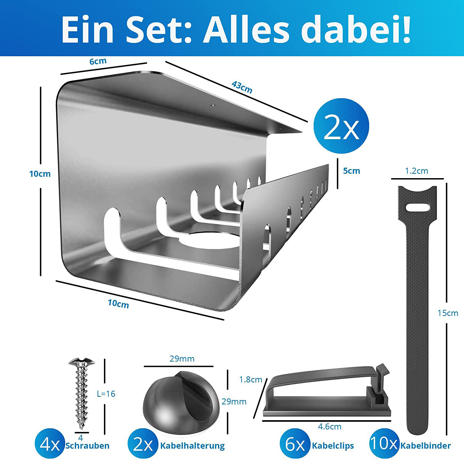 2 Pack Steel Under Desk Cable Management Tray for Perfect Office and Home Storage Rack