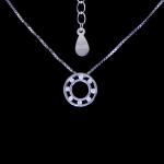 Real 925 Silver Cubic Zirconia Necklace Round Shape With Minimalist Style