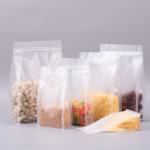 Food Grade Transparent Flat Bottom Plasatic Zipper Packaging Bag for Food