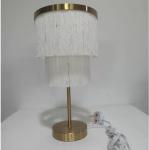 Vintage 2 Layer Pink Fringe Table Lamp H0.4m With Brass Base
