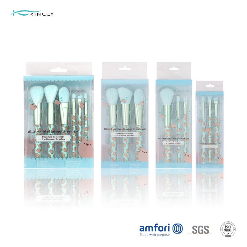6pcs Aluminium Ferrule Cat Makeup Brush Set With PVC Box