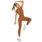 ISO Seamless Ribbed Women Activewear Sets Full Length High Waist Leggings Sets