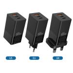 QC4.0 PD3.0 GaN Fast Charger USB C 3 Port 65W For IPhone 12 Pro Max Macbook