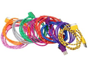Wholesale 1m mobile phone cable braided for iPhone 4,micro from china suppliers
